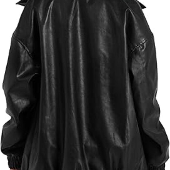 Leather Jacket Women Faux Oversized - Picture 2 of 2